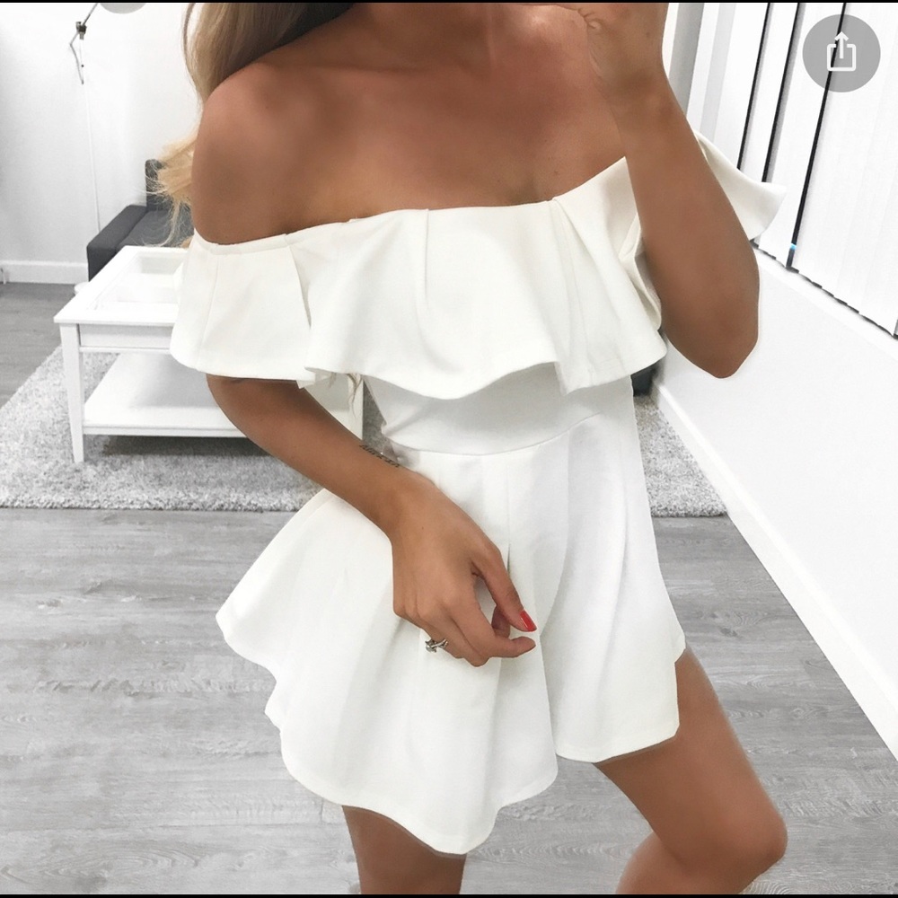 White off the shoulder romper